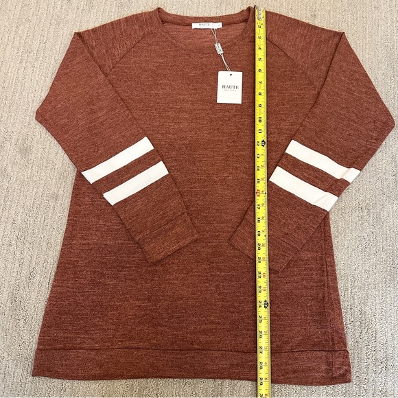 Haute Edition Womens Varsity Stripe Long Sleeve Comfy Jersey Top Shirt Large - Picture 8 of 9